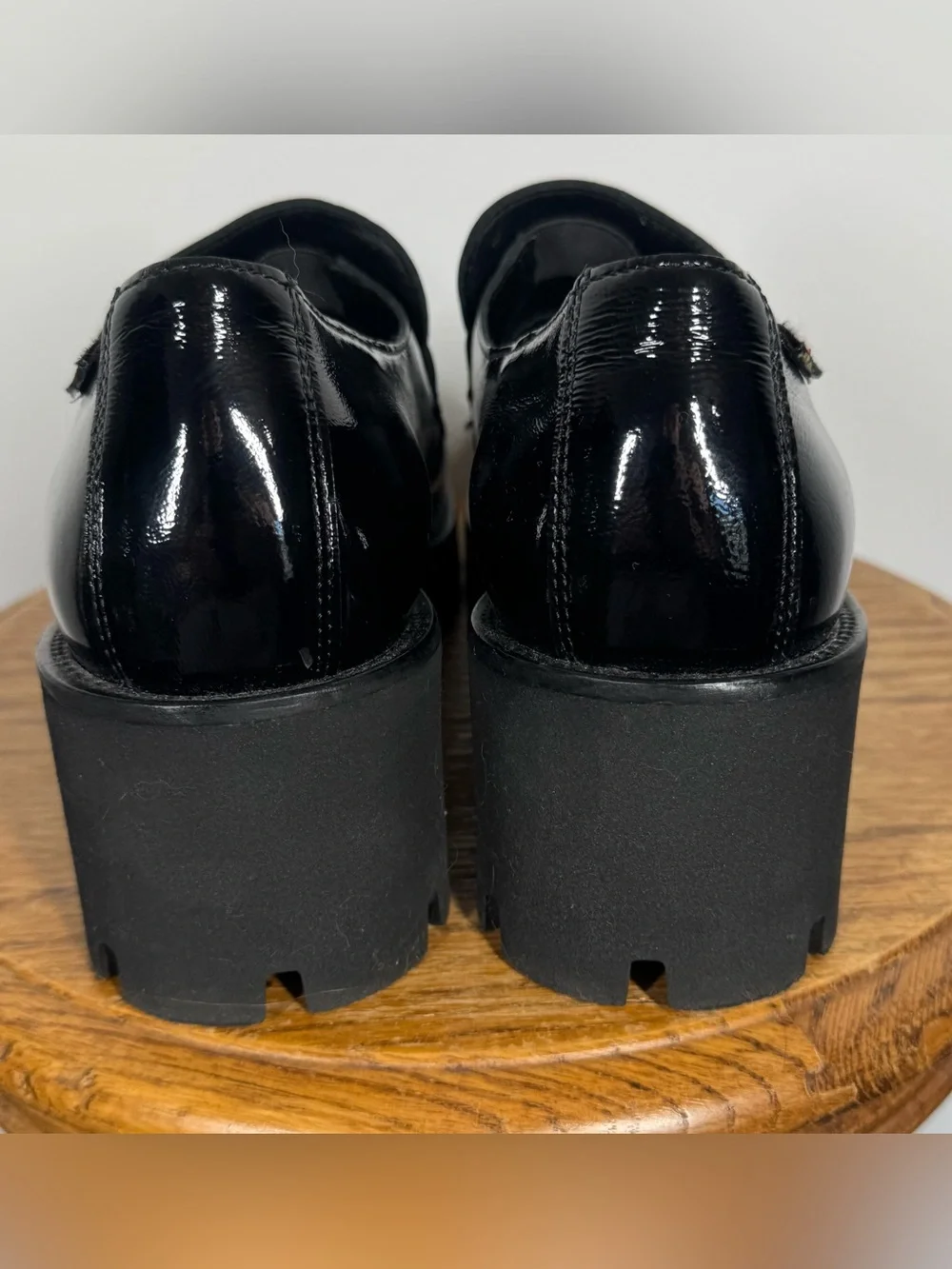 Mephisto Florenza Patent Loafers Women's Size 7 Shoes Black Lug Sole Chunky